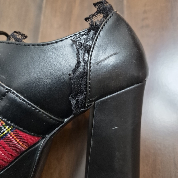Demonia Charade 34 Black and Red Plaid Chunky Platform Shoes Size 8 - Picture 10 of 16